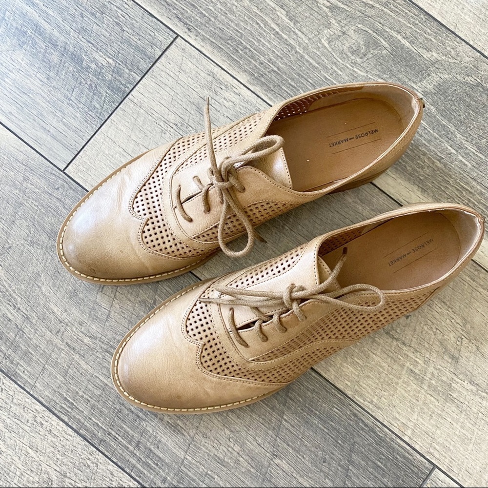 Melrose and Market Tan Perforated Flats